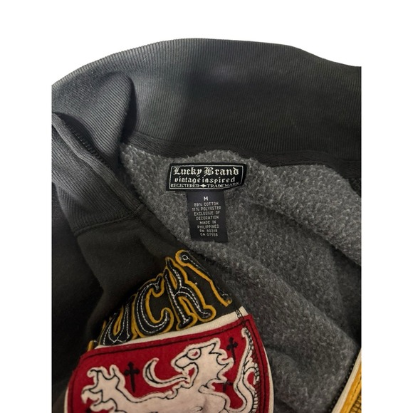 Lucky Brand Vintage Inspired Crest Logo Sweatshirt Full Zip Men's M Gray - Picture 4 of 4